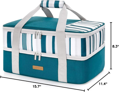 LUNCIA Insulated Single Decker Casserole Carrier, Lasagna Lugger Tote Keeps Food Hot or Cold, Thermal Lunch Bag for Potluck Parties, Picnic and Cookouts, Fits 9" x 13" Baking Dish, Black