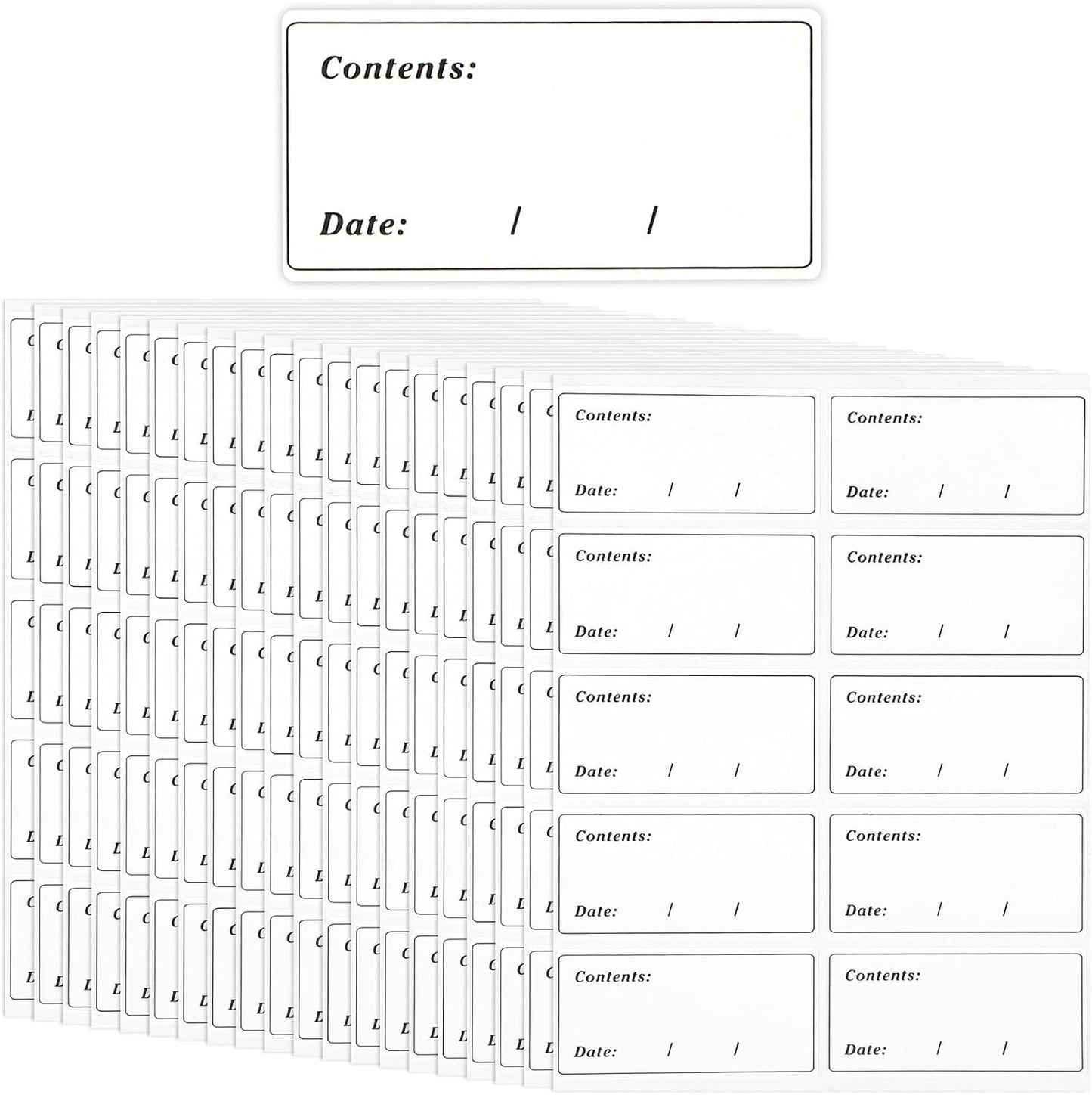 2.4" x 1.2" Removable Food Labels for Freezer Storage, Date Content Stickers to Write On for Home Kitchen Office Use, 200 Pcs