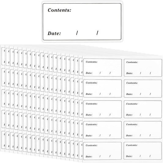 2.4" x 1.2" Removable Food Labels for Freezer Storage, Date Content Stickers to Write On for Home Kitchen Office Use, 200 Pcs