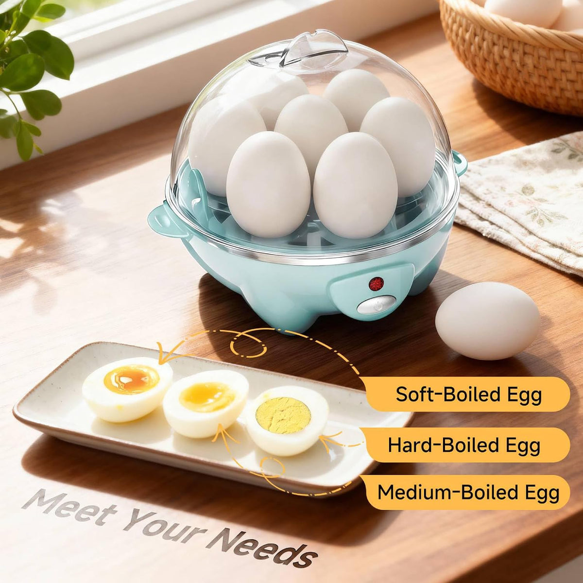 Egg Cooker,Rapid 7 Eggs Boiler with Auto Shut-off-Green