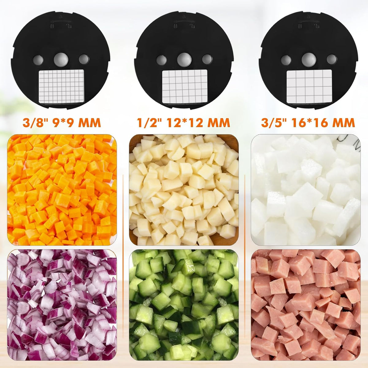 Anatole Electric Vegetable Dicer Chopper Commercial Food Processor 3 Blades