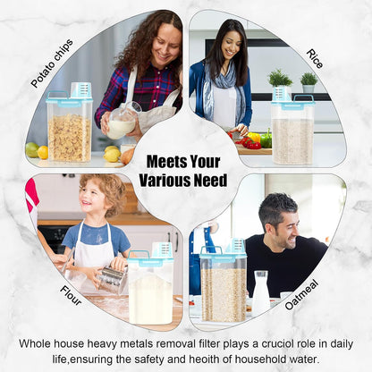 LEAWALK Airtight Rice Storage Container, 3-5Lbs Cereal Dry Food Flour Bin, Pet Dog Cat Food Dispenser with Measuring Cup, BPA Free Plastic Kitchen and Pantry Organization Bin for Sugar-Clear Grey