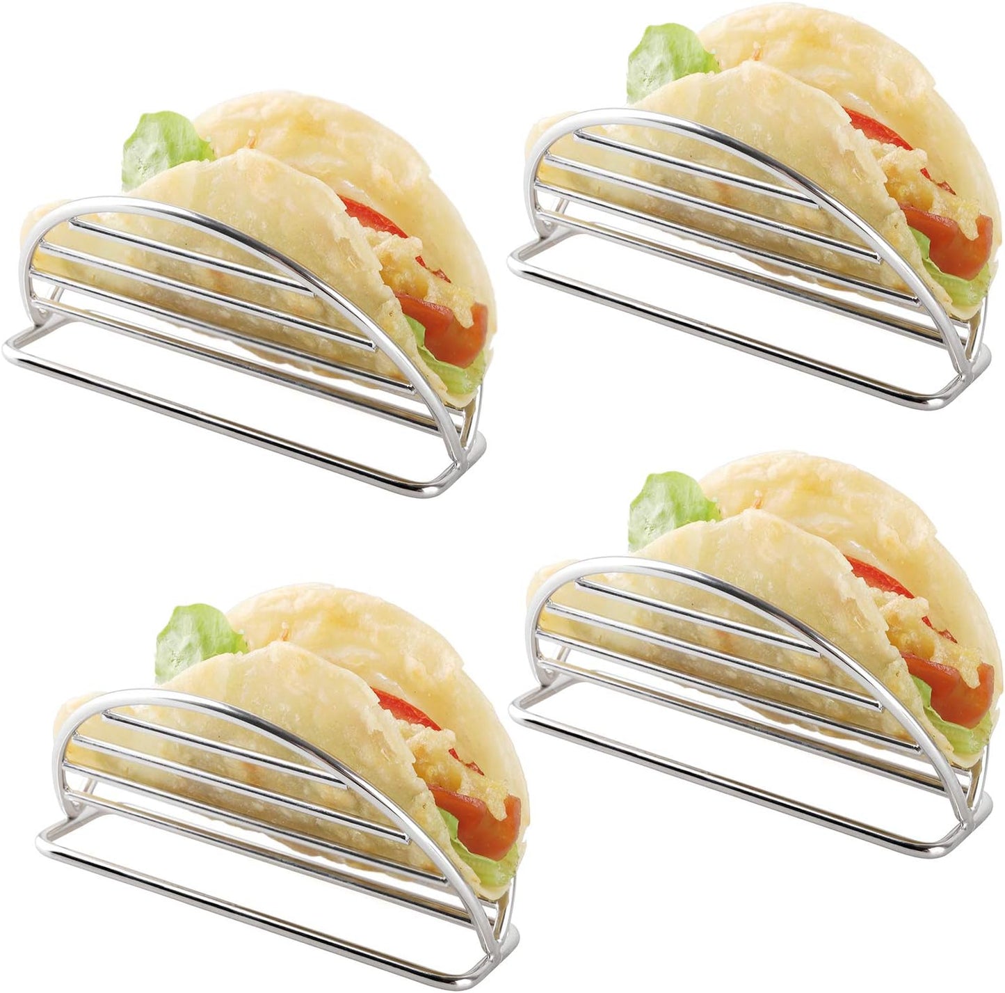 Taco Holders Stand Stainless Steel Taco Rack Tray Stand Up Holder Kitchen Set for Tortillas, Burritos, Parties & Restaurants (Taco Holder)