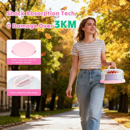 Cake Carrier with Lid and Handle, Bpa-Free Cake Holder with Lid for 10 Inch Round Cake Carrier with 10 pcs Round Golden Cake Boards and Portable Insulated Bag & Two Boxes of Cupcake Paper Liners