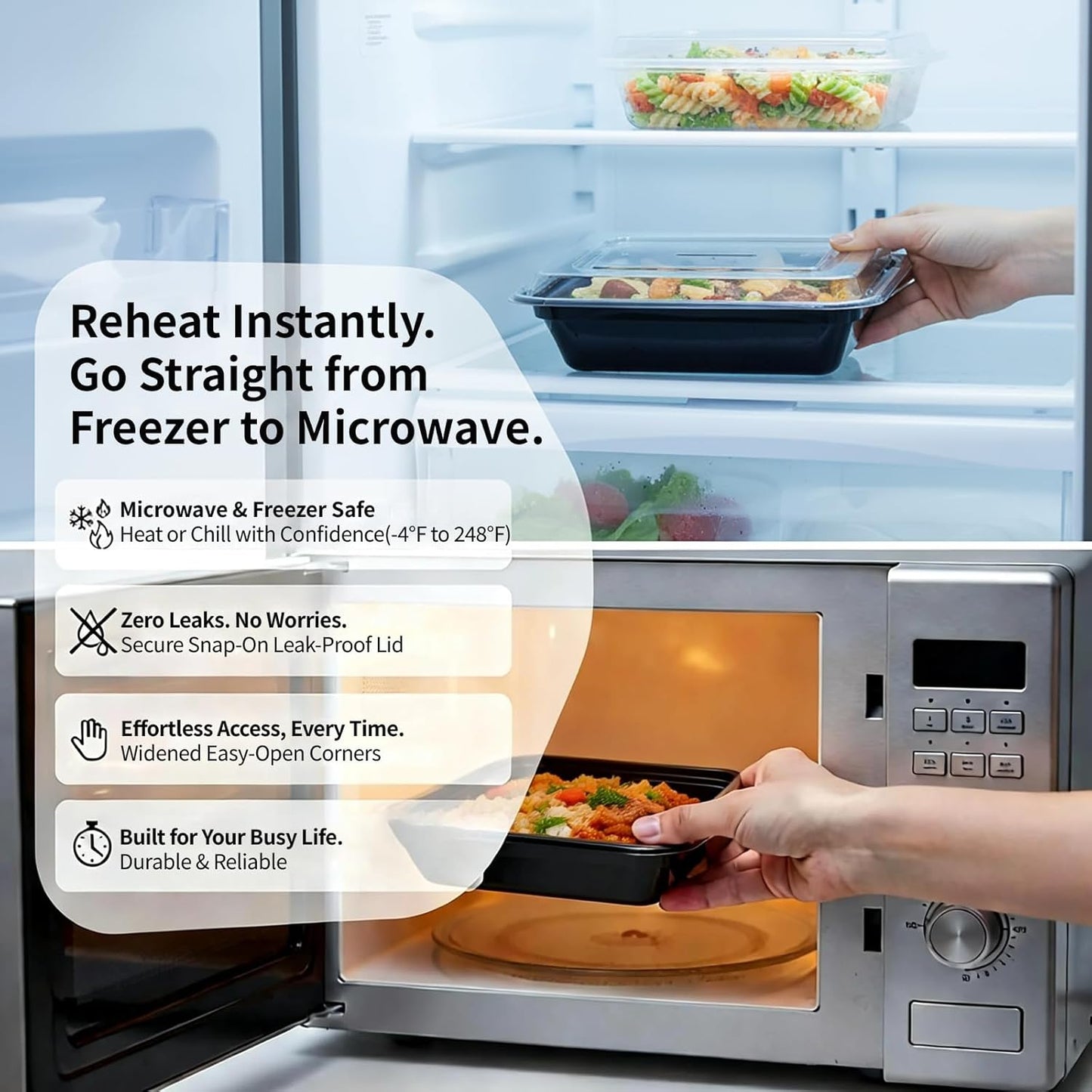 60 Pack Meal Prep Containers with Lids,38 oz,Reusable,To Go | Take Out,Food Storage,Disposable Plastic Lunch Boxes,Sturdy,Freezer,Microwave,Dishwasher Safe,Stackable,Leak-proof