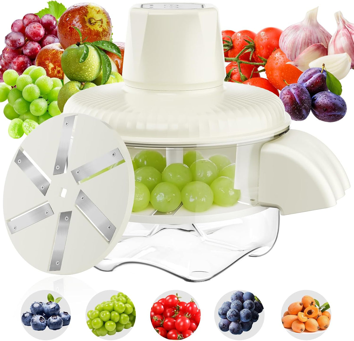 Electric Garlic & Grape Peeler, 6-Blade Cordless Fruit Veggie Peeling Tool