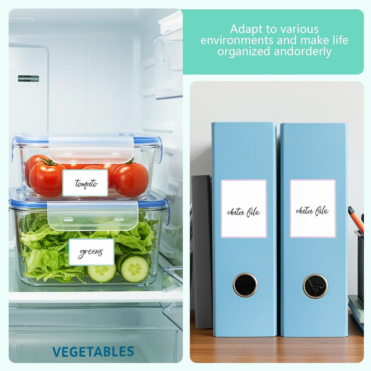 Dry Erase Sticker Labels Reusable Dry Erase Notes Storage Bins Labels Waterproof and Oil-Proof Removable Stickers for Food Containers Kitchen Classroom (60Pcs 1.2In ×3In 2In×2.4In)