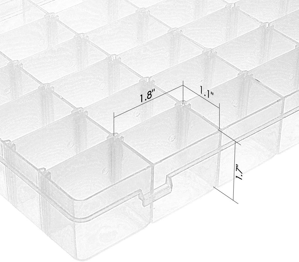 Gospire 15 Large Grids Clear Plastic Jewelry Box Organizer Storage Container with Removable Dividers (15 Grids - Clear)