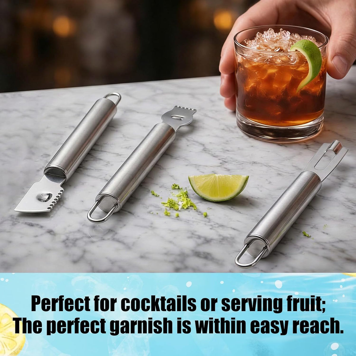 3pcs Lemon Zester, Peeler & Channel Knife Set, Citrus Fruit Peeler
