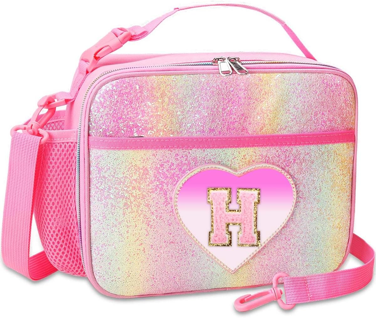RHCPFOVR Kids Initial Lunch Bag - Insulated Lunch Box for Boys Girls,Washable Lunch Bag and Reusable Toddler Leak-proof Lunchbox for School and Daycare - Colors A