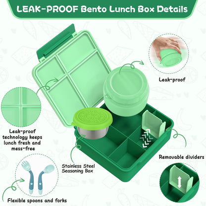 Aimsnk Kids Bento Lunch Box with 8oz Soup Thermo, Kids Leakproof Lunch Food Containers with 4 Compartment,Insulated Hot Food Jar with Lunch Bag for School, Travel (Pink)