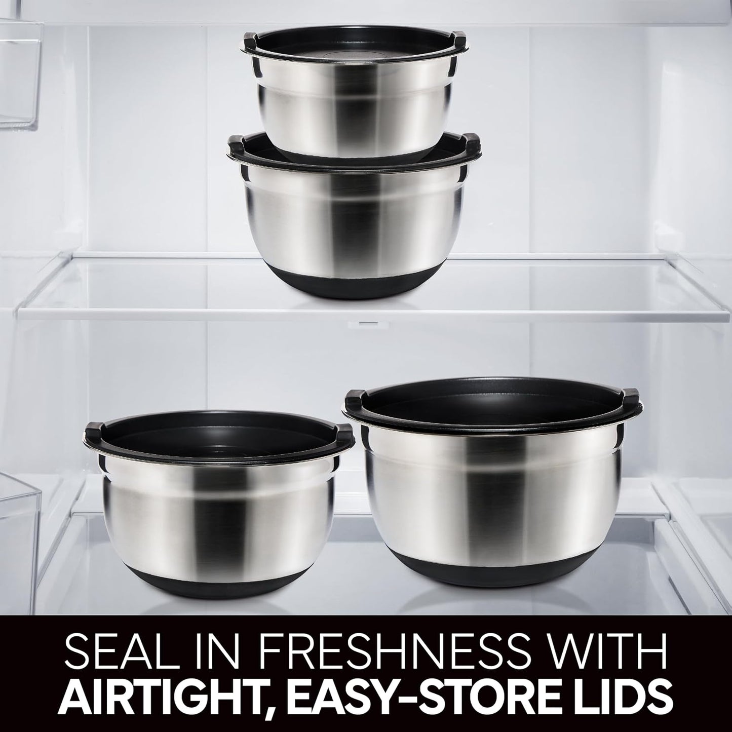 COOK WITH COLOR Stainless Steel Mixing Bowls Set with Lids - Nesting Bowls with Non-Slip Bottom, Sage, 12 Pieces