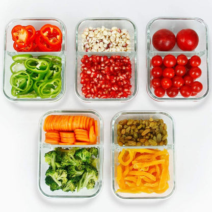 DAS TRUST 10 Pack Glass Meal Prep Containers Meal Prep Bowls Food Storage Containers Glass Food Prep Containers with Lids Lunch Container for Adults Lunch Box Bento Boxes