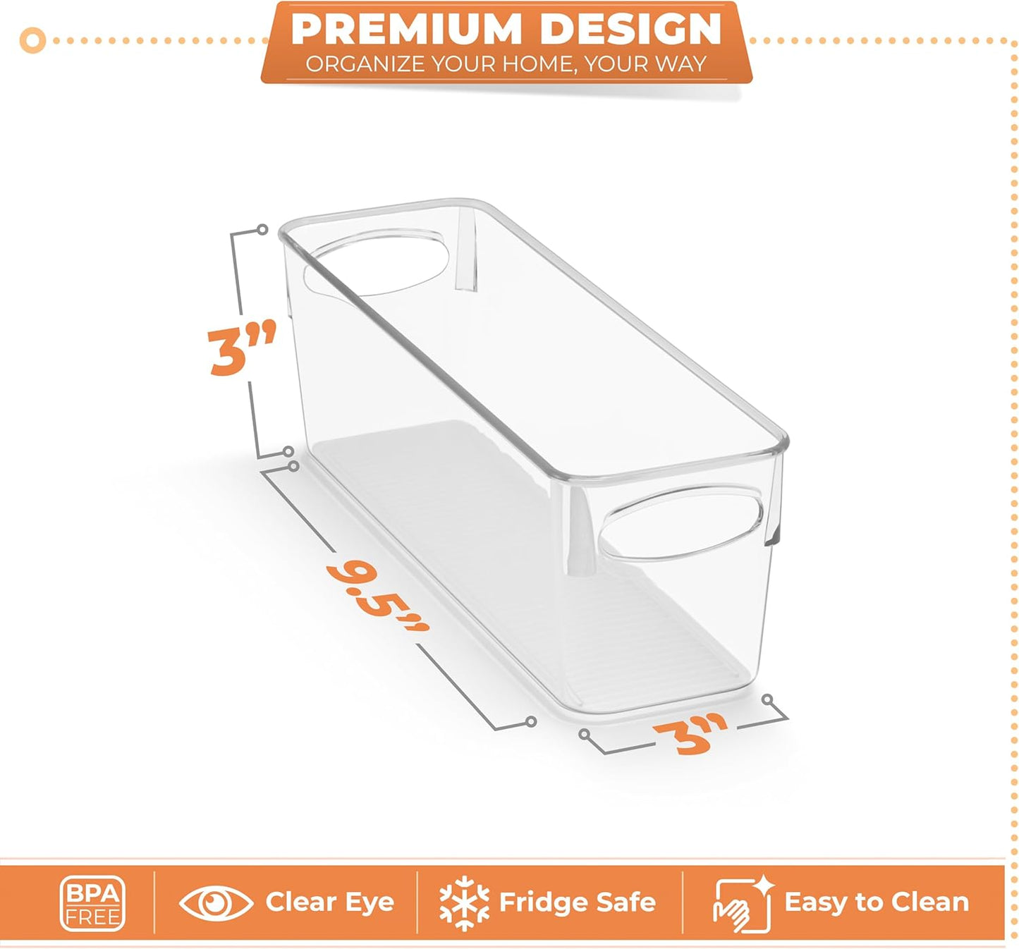 Sorbus Large Clear Plastic Storage Bins, 10 Pack Clear Organizer Bins with Handles, Plastic Storage Bins for Closet, Pantry, Fridge, Medicine Cabinet Organizer, Shelves, Freezer, Drawer