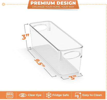 Sorbus Large Clear Plastic Storage Bins, 10 Pack Clear Organizer Bins with Handles, Plastic Storage Bins for Closet, Pantry, Fridge, Medicine Cabinet Organizer, Shelves, Freezer, Drawer