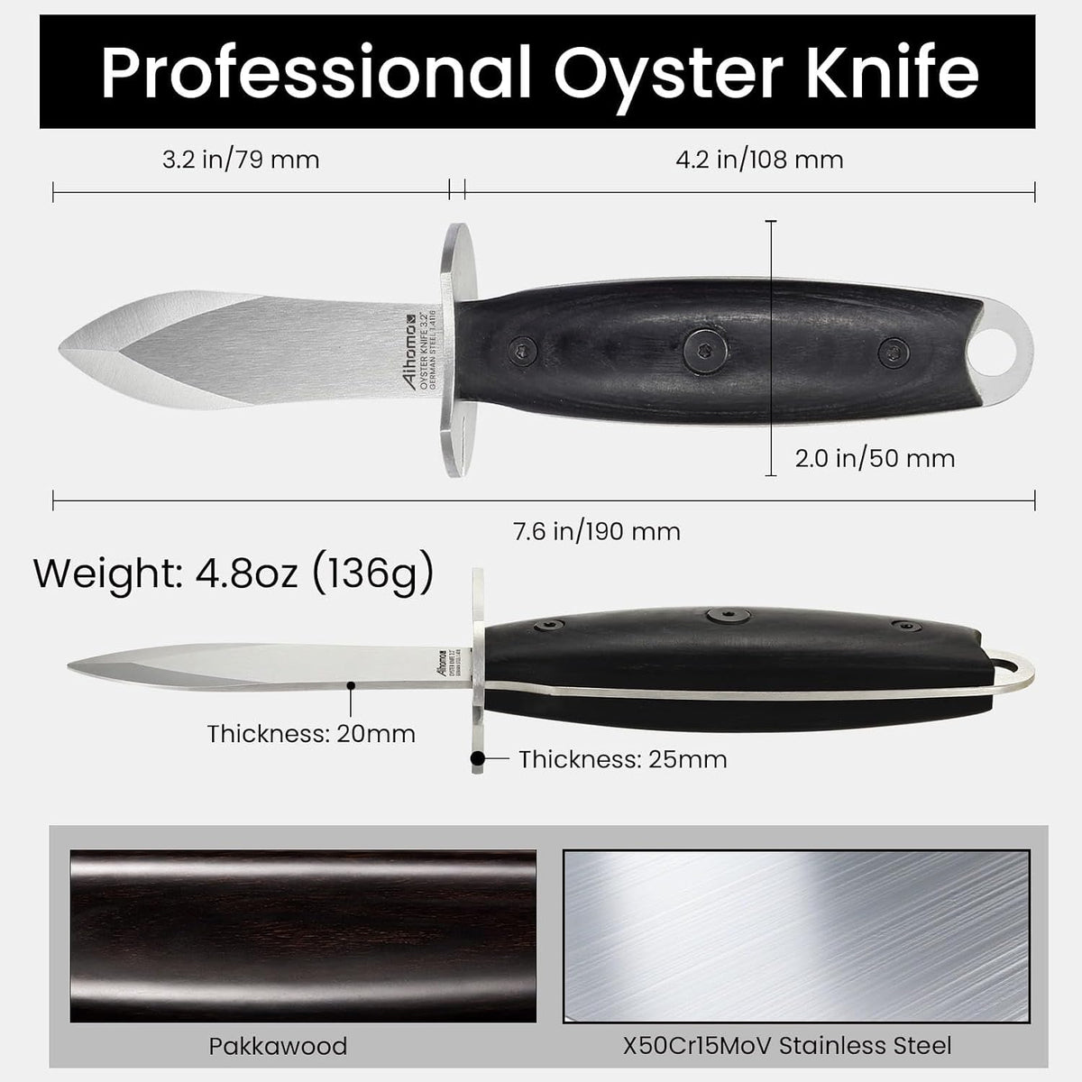 Oyster Shucking Knife Shucker Opener: Seafood Tools Protective Guard