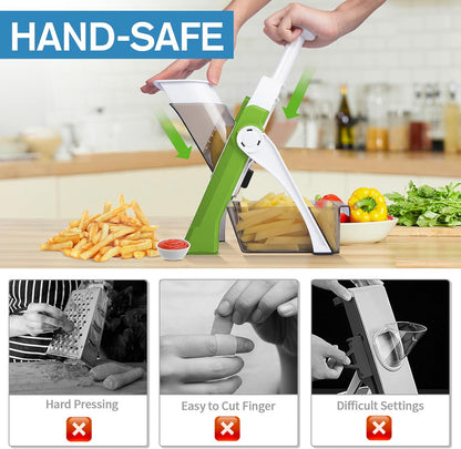 Safe Mandoline Slicer for Kitchen, Vegetable & Food Cutter, Easy to Clean