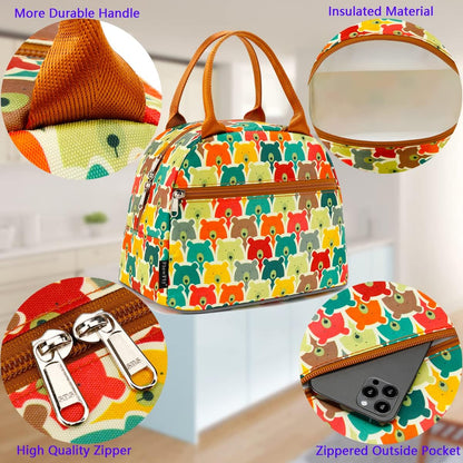 FlowFly Insulated Lunch Cooler Bag - Tote Bag Organizer for Women/Men, Black - Colors B