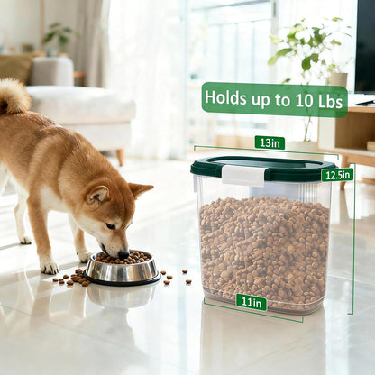 10-15 Lbs Dog Food Storage Container Airtight - Slim Pet Cat Food Container with Lid, Scoop and Cup - Clear Plastic Dry Food Storage Bin for Dogs, Cats, Bird Seeds, Kibble, Pellets, Rice, Flour