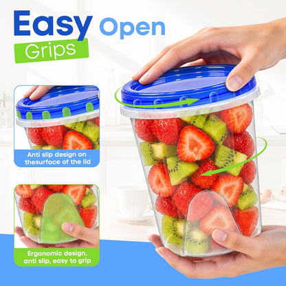Freezer Storage Containers, 10 Pack-32 Oz Food Storage Containers with Twist Top Lids,BPA Free, Reusable, Meal Prep,Microwave and Dishwasher Safe