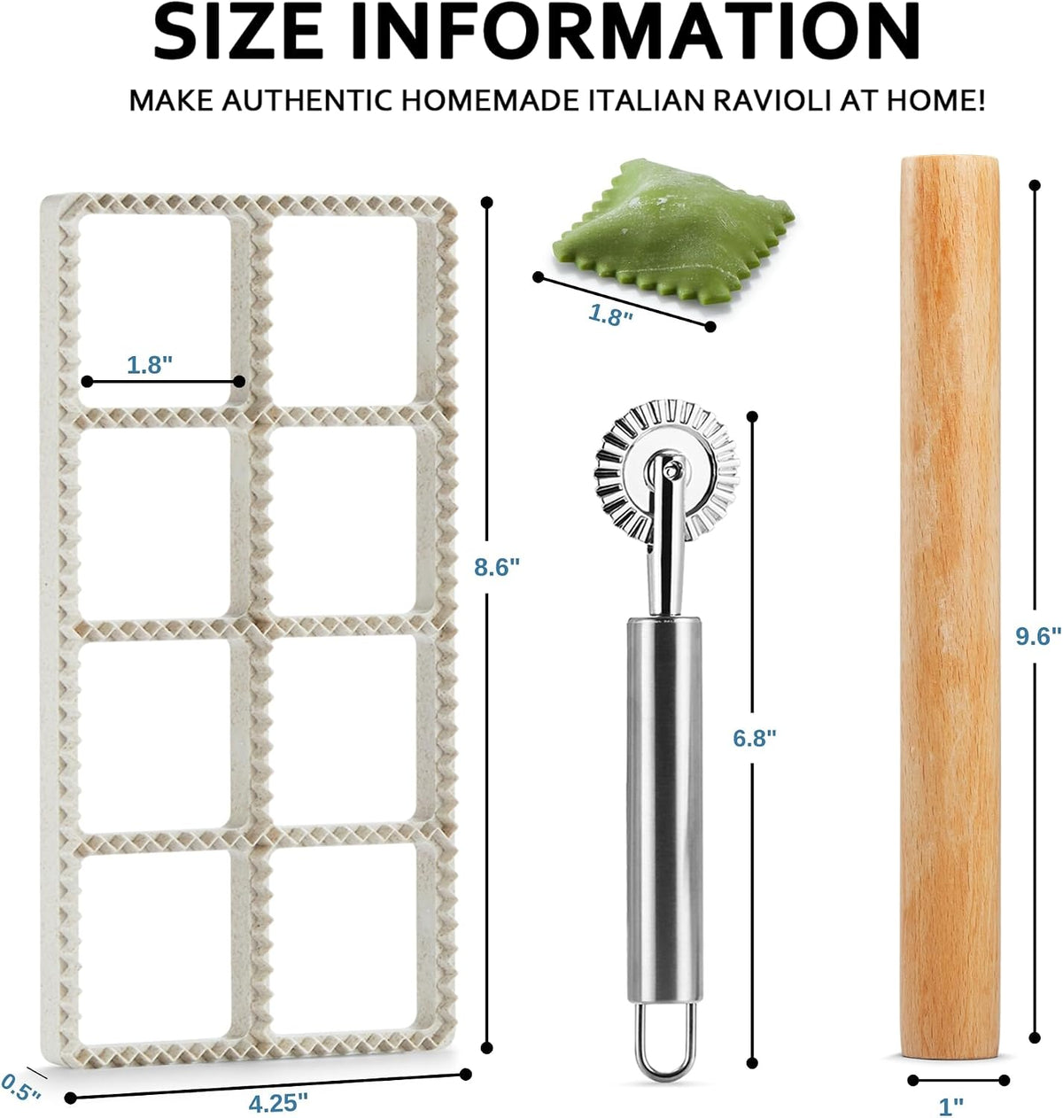 Ravioli Maker Press, 8-Holes Square Mold, Pasta Mold, Dumpling Maker