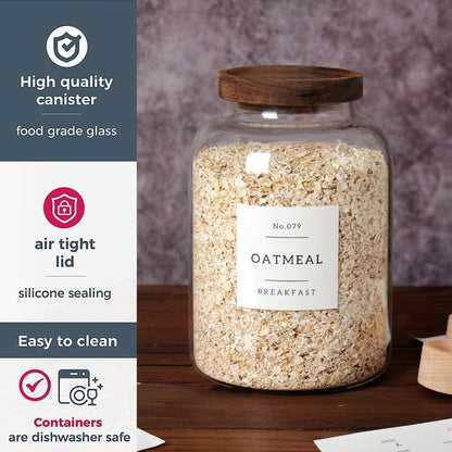 CZSZYGHBAO 2 PCS Large Glass Jar with Airtight Lid, Glass Food Storage Jars for Tea,Spice,Cereal, Egg,Flour,Coffee and More(1 gallon/4000 ml)