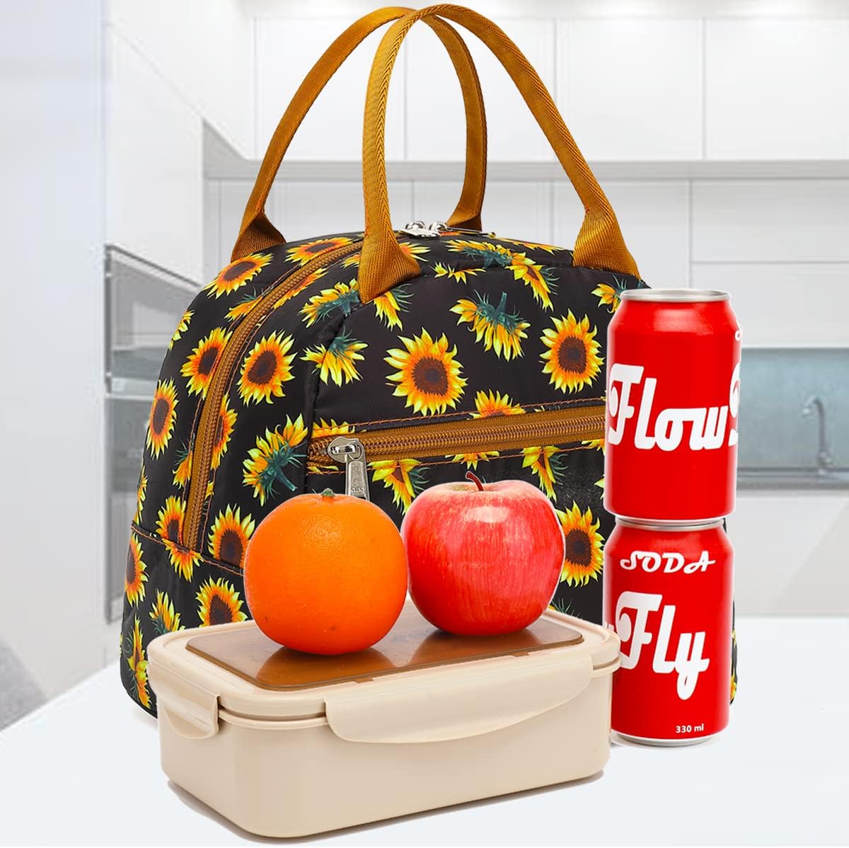 FlowFly Insulated Lunch Cooler Bag - Tote Bag Organizer for Women/Men, Black - Colors A