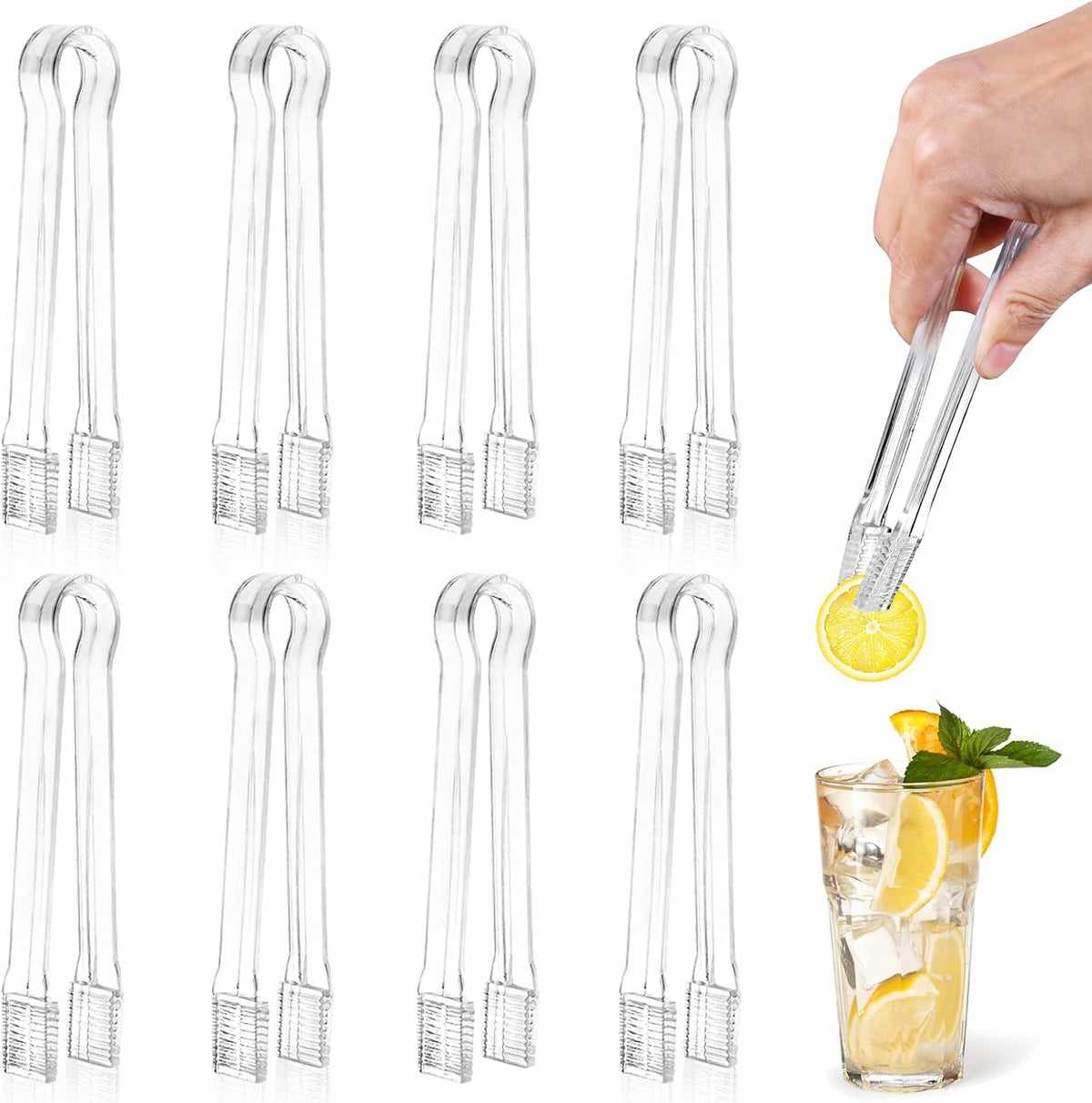 Ninsula Plastic Serving Tongs, 6.3 Inches Disposable Clear Tongs
