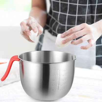 VALICLUD Stainless Steel Mixing Bowl with Lid and Handle 21cm Diameter Deep Batter Bowl 304 Food-grade Metal for Kitchen and Restaurant Use