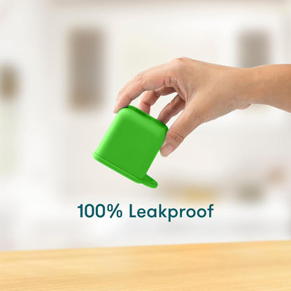 OmieBox (2 pack) Leakproof Dips Containers To Go, Salad Dressing Container, Condiment Container with Lids - Food Safe Silicone - 4 ounces (Blue/Lime)