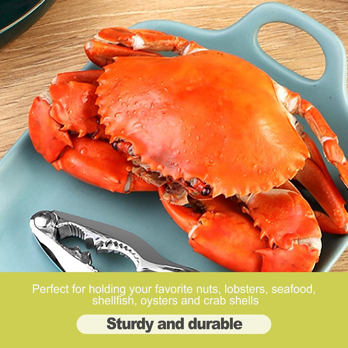 8 Piece Crab and Lobster Crackers Set Heavy Duty Stainless Steel Seafood Nutcracker Tool for Crab Legs Clams Shrimp Shells Easy Grip Kitchen Tool