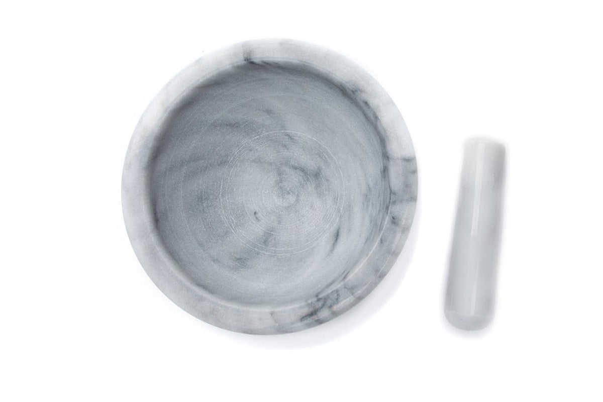 Fox Run Marble Mortar and Pestle Set, White, Small 4" Pestle and Mortar