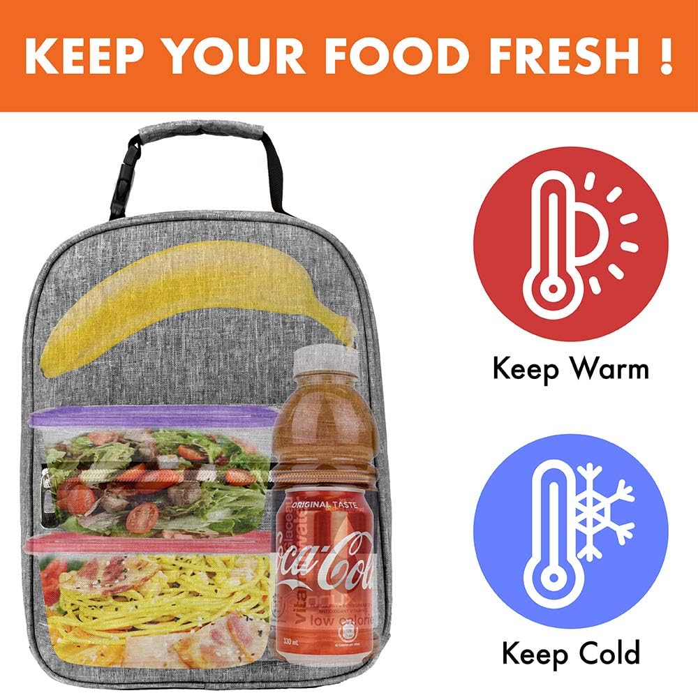 opux Lunch Box for Girls Boys Kids, Insulated Leakproof Lunch Bag, Reusable Teen Lunch Boxes for School, Medium Large lunchbox for Women Men Adult for Work with Front Back Pocket (Purple)