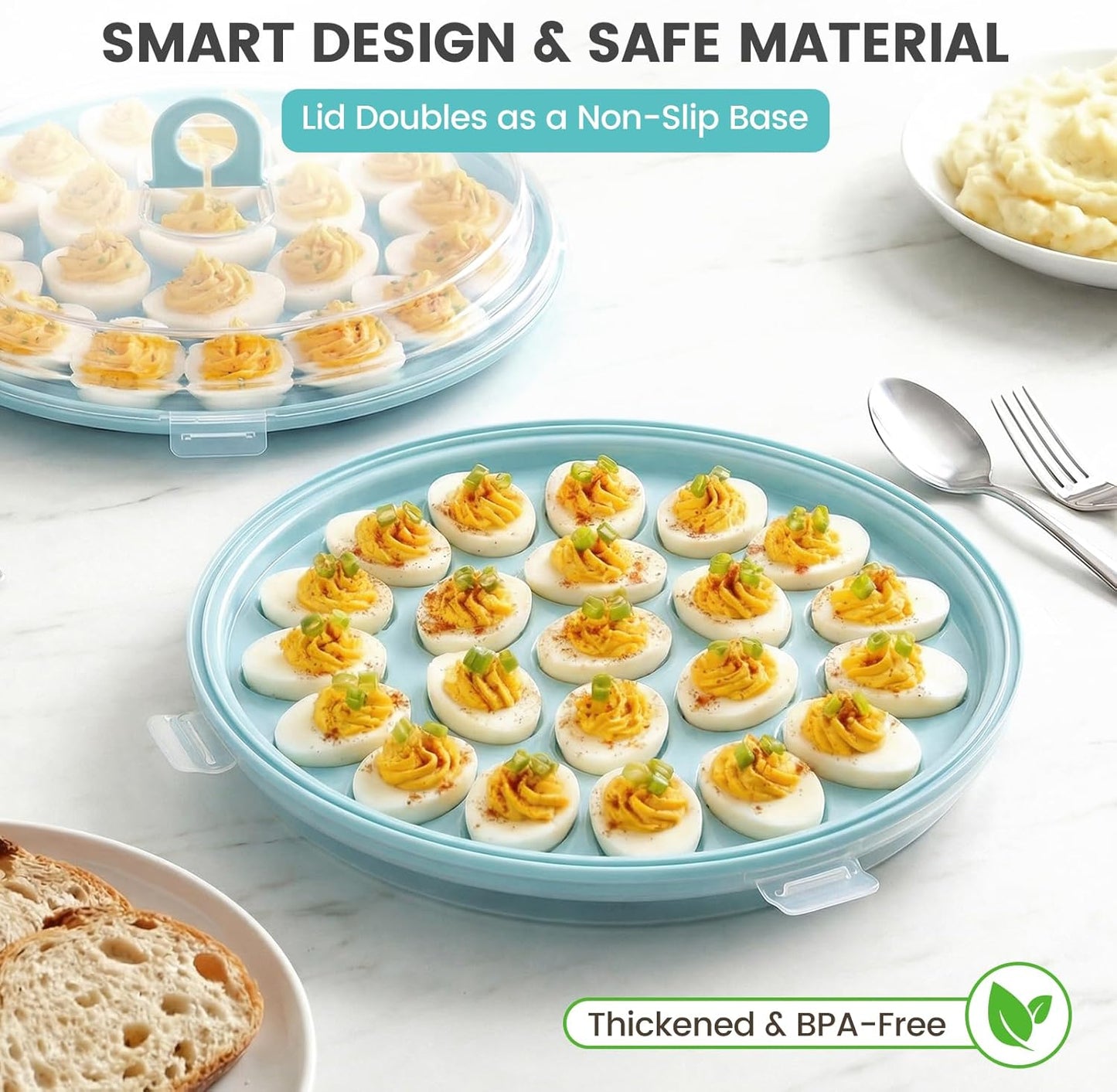 HAKSEN Deviled Egg Containers with Lid, 3PCS Deviled Egg Platter Carrier Holder Trays with 66 Slots for Party and Home Kitchen, Clear