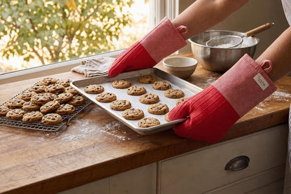 Sur La Table Kitchen Essentials Set of 2 Silicone Oven Mitts, Heat Resistant to 550°F (Green)
