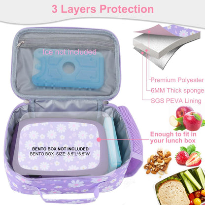 RHCPFOVR Kids Lunch Bag - Insulated Lunch Box for Boys Girls,Washable Lunch Bag and Reusable Toddler Leak-proof Lunchbox for School and Daycare - Colors B