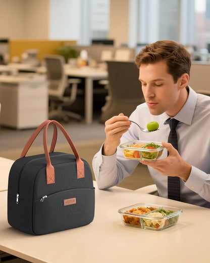 HOTOR Lunch Bag for Women & Men - Wear-Resistant Insulated Lunch Box with Large Capacity, Multi-Functional Cooler Bag for Office, Picnic, Pink with White Daisy, 10L,10.60" x 5.90" x 9.50"