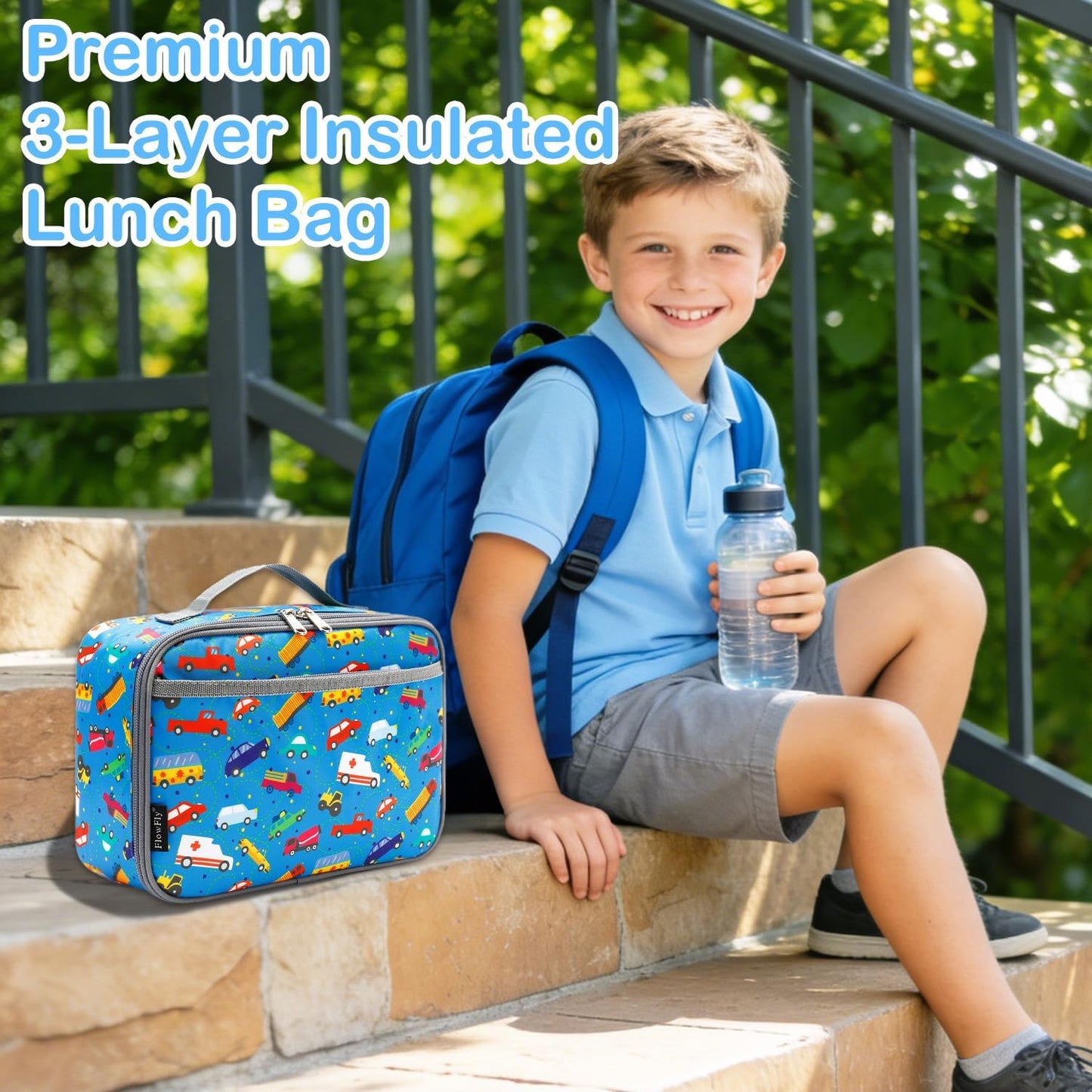 FlowFly Kids Lunch box Insulated Soft Bag Mini Cooler Back to School Thermal Meal Tote Kit for Girls, Boys, Astronaut - Colors A