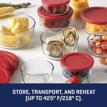 Anchor Hocking 12 Piece Glass Storage Containers with Lids (6 Glass Food Storage Containers & 6 Navy Blue SnugFit Lids)