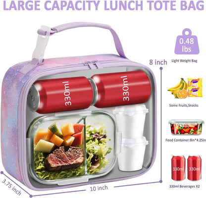 Lunch Box Kids Insulated Lunch Bag for Boys Girls Cute Reusable Lunch Tote Bag Waterproof Portable Thermal Lunch Box Kids for School Picnic Travel Black