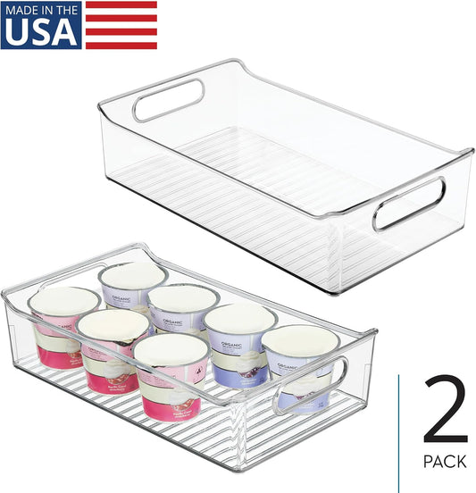 iDesign Stackable Storage Bin with Handles for Pantry or Fridge, Clear, Made in USA