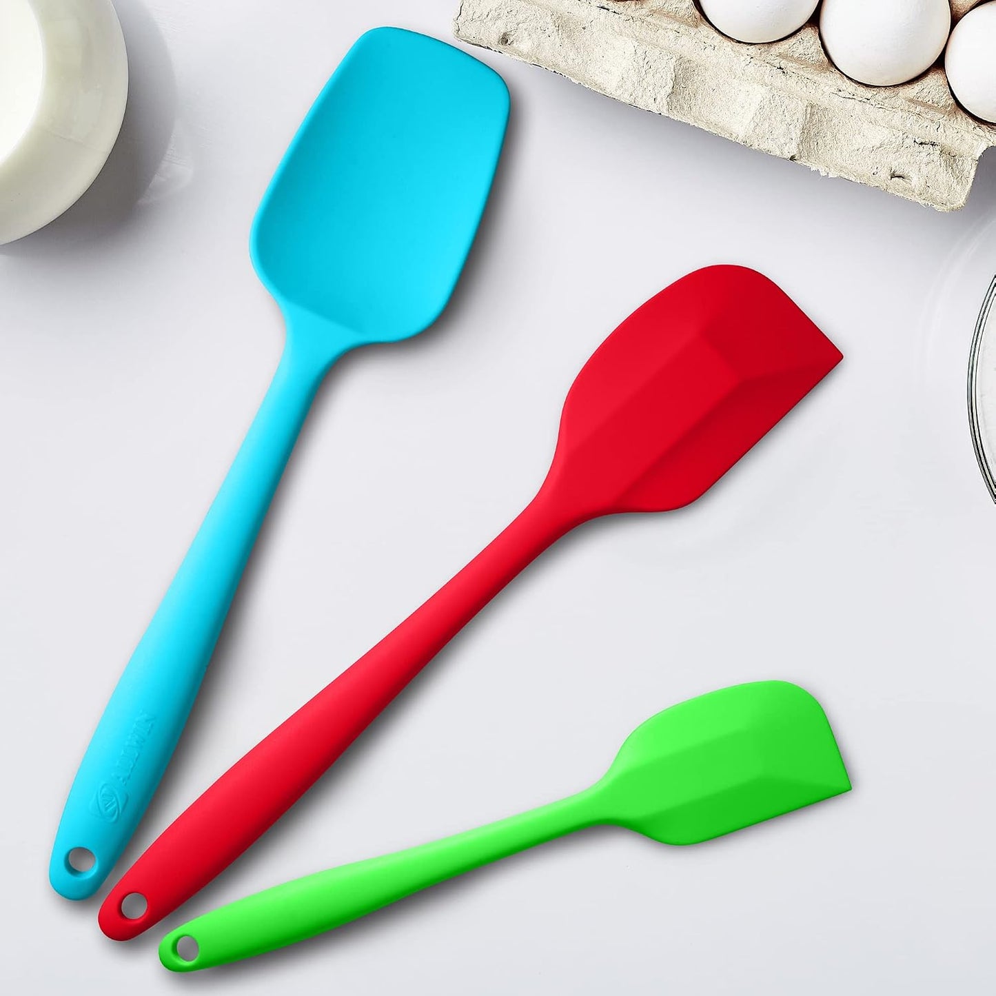 Silicone Spatula 3-piece Set, Ergonomic Handle High Heat-Resistant Spatulas, Non-stick Rubber Spatulas with Stainless Steel Core, Black