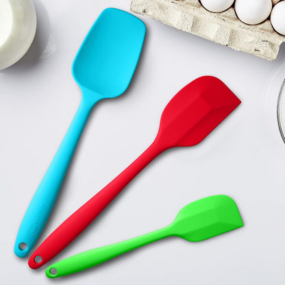 Silicone Spatula 3-piece Set, Ergonomic Handle High Heat-Resistant Spatulas, Non-stick Rubber Spatulas with Stainless Steel Core, Black