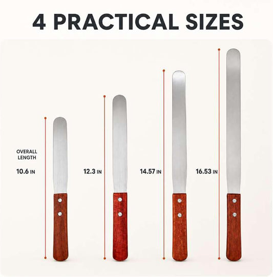 4-Piece Straight Icing Spatula Set, Stainless Steel Cake Tools Set