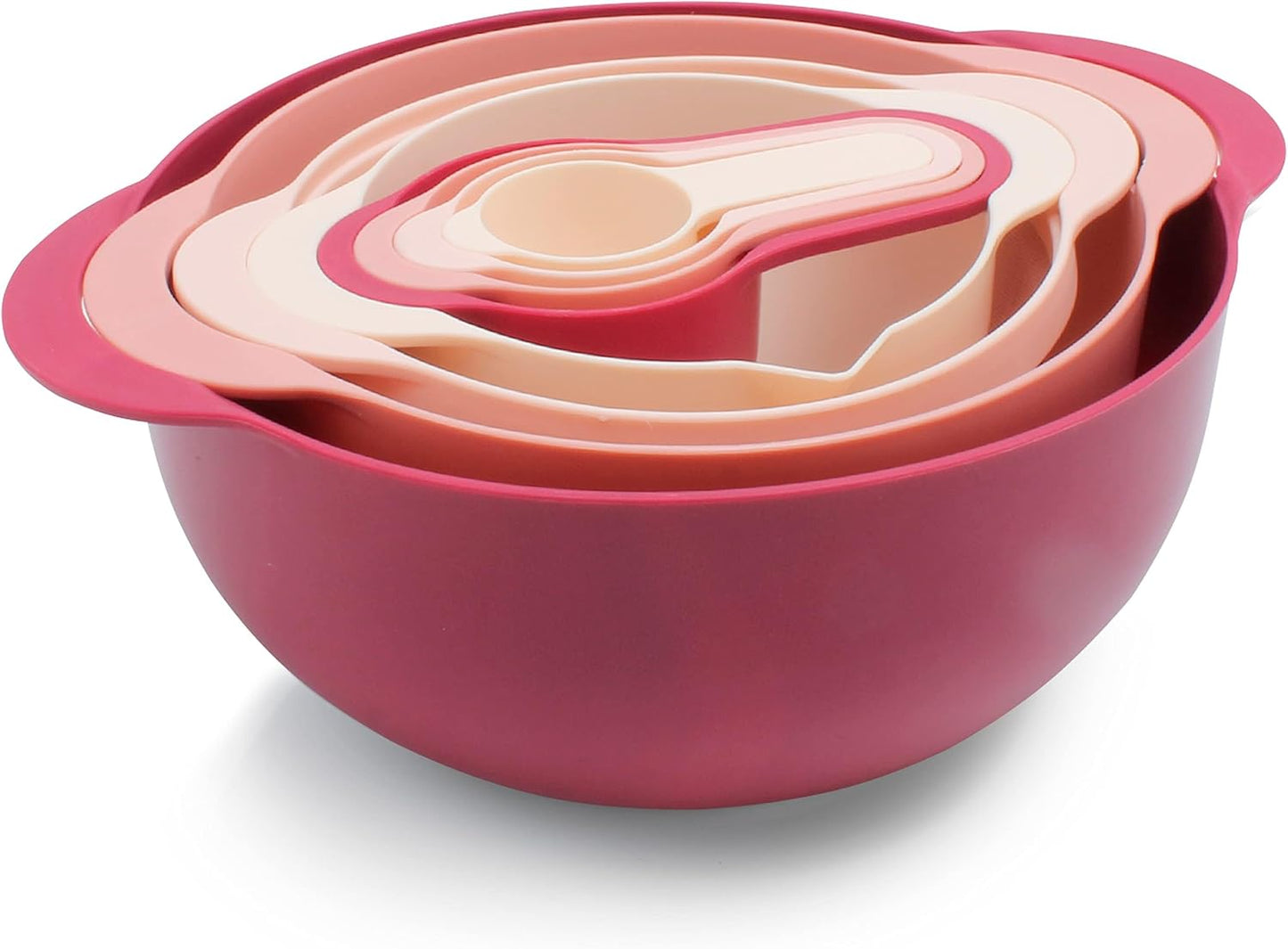COOK WITH COLOR Nesting Bowls with Measuring Cups Colander and Sifter Set - Includes Mixing Bowls, Colander, Sifter and Measuring Cups, Navy, 8 Pc Bowl