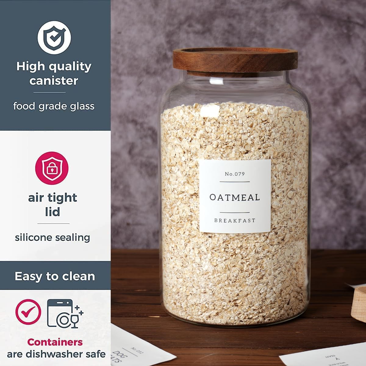 CZSZYGHBAO 2 PCS Large Glass Jar with Airtight Lid, Glass Food Storage Jars for Tea,Spice,Cereal, Egg,Flour,Coffee and More(1 gallon/4000 ml)