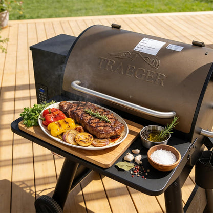 Upgraded Grill Table for Weber Kettle 22"/18"/26", Master Touch 22", Smokey Mountain, Recteq Pellet Grill RT-B380, Prep Station with Cutting Board, Basin, 4 Hooks, Shelf for Weber Kettle Accessories