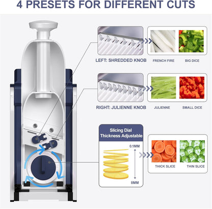 SUPMAKIN Safe Mandoline Slicer, Adjustable Vegetable Food Slicer and Chopper, Potato Fries Fry Cutter, Veggie Salad Chopper, New Kitchen Chopping Artifact Gifts 2026 (SliverGray)