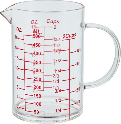 Ackers BORO3.3 Measure Glass -[Insulated handle | V-Shaped Spout]-Made of High Borosilicate Glass Measuring for Kitchen or Restaurant, Easy to Read, 60 ML (2 Oz) 丨(2 Pack)