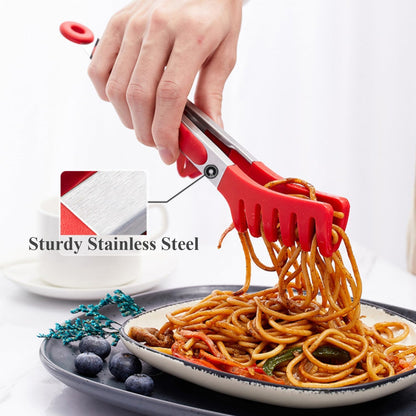 9" Kitchen Tongs for cooking with Silicone Tips, 3Pcs Serving Tongs, Blue